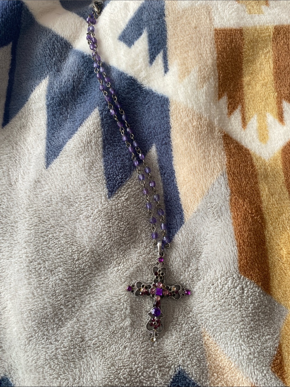 Amethyst Crystal Cross Pendant Necklace - Women Jewelry